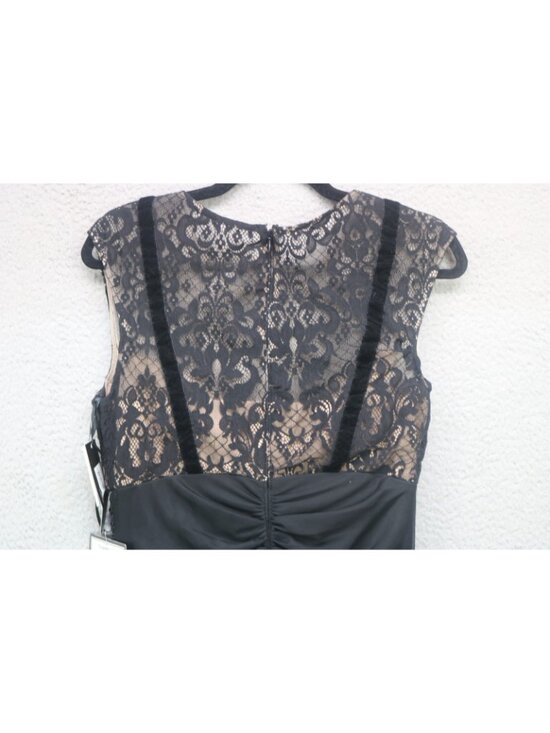 B & A by Betsy & Adam Black Lace Velvet Sheer Mesh Dress-10-NWT-Event-